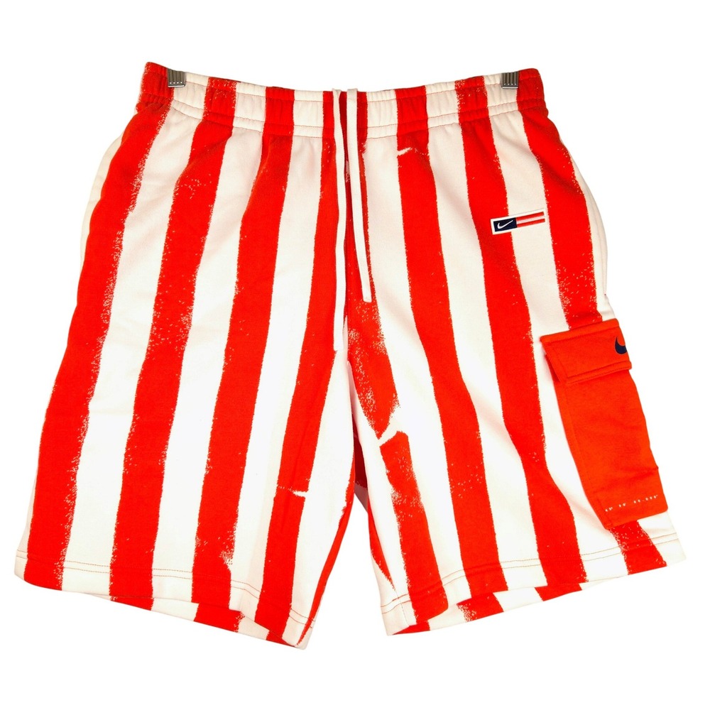 Nike Mens Sport Essentials Stripe Cargo Shorts Red White DM7953-673 Size M‎ NEW